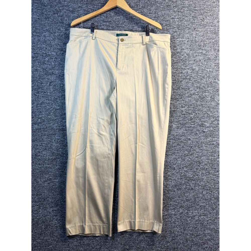 Lauren Ralph Lauren Tan Khaki Straight Leg Chino Pants Womens 16W Stretch Gold